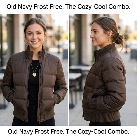 Old Navy Jackets & Blazers - Old Navy Vintage Y2K Frost Free Down Short Brown Puffer Jacket - Size Medium